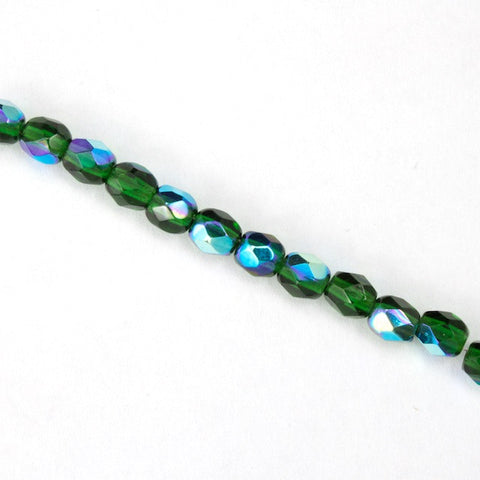 4mm Transparent Emerald AB Fire Polished Bead-General Bead