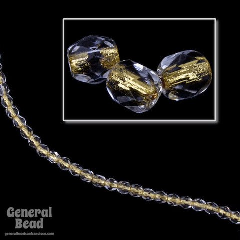 4mm 24 Kt. Gold Lined Crystal Fire Polished Bead-General Bead