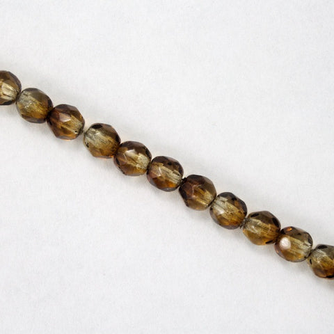 4mm Transparent Brown/Crystal Swirl Fire Polished Bead-General Bead