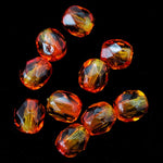 4mm Transparent Orange/Yellow Swirl Fire Polished Bead-General Bead