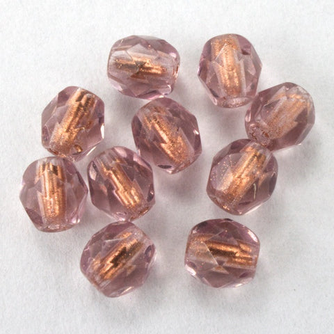 4mm Copper Lined Light Amethyst Fire Polished Bead-General Bead