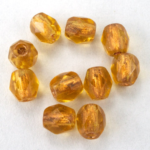 4mm Copper Lined Topaz Fire Polished Bead-General Bead