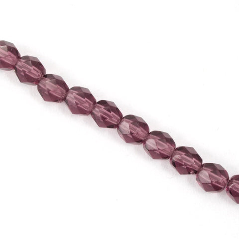 6mm Transparent Amethyst Fire Polished Bead-General Bead