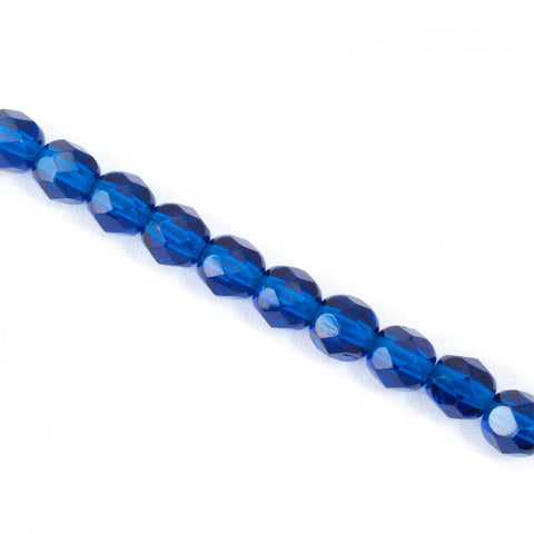 6mm Transparent Capri Blue Fire Polished Bead-General Bead