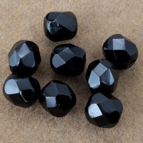 6mm Opaque Jet Fire Polished Bead-General Bead