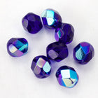 6mm Transparent Cobalt AB Fire Polished Bead-General Bead