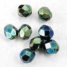 6mm Metallic Green Iris Fire Polished Bead-General Bead