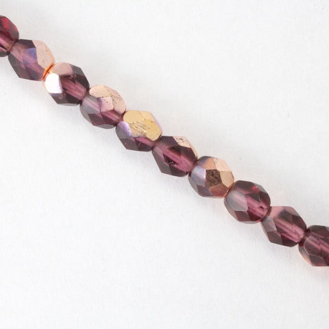 6mm Amethyst/Gold Fire Polished Bead-General Bead
