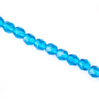 6mm Transparent Dark Aqua Fire Polished Bead-General Bead