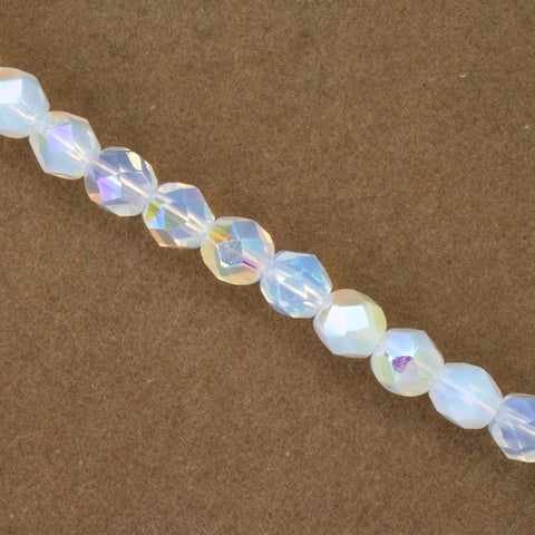 6mm Opal White AB Fire Polished Bead-General Bead