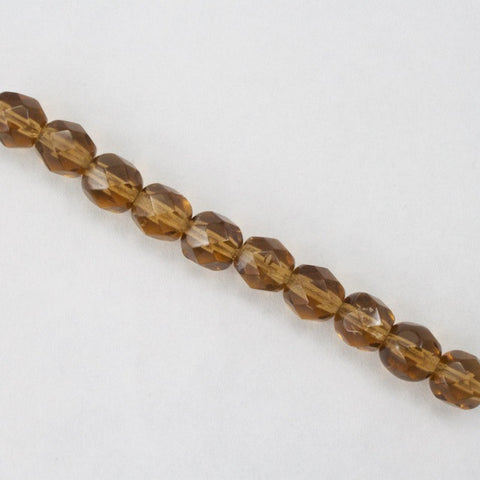 6mm Transparent Smoked Topaz Fire Polished Bead-General Bead