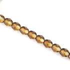 6mm Transparent Brown/Crystal Swirl Fire Polished Bead-General Bead