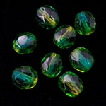 6mm Transparent Green/Yellow Swirl Fire Polished Bead-General Bead