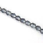 6mm Transparent Grey/Crystal Swirl Fire Polished Bead-General Bead