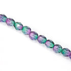 6mm Transparent Purple/Green Swirl Fire Polished Bead-General Bead