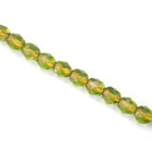 6mm Copper Lined Olivine Fire Polished Bead-General Bead