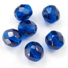 8mm Transparent Capri Blue Fire Polished Bead (25 Pcs) #GBF004-General Bead