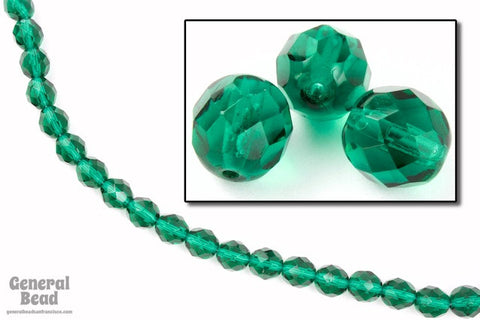 8mm Transparent Emerald Fire Polished Bead-General Bead