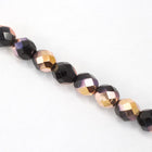 8mm Jet/Gold Fire Polished Bead-General Bead