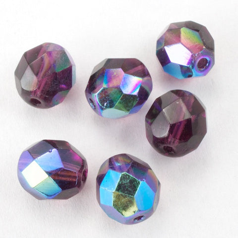 8mm Transparent Amethyst AB Fire Polished Bead-General Bead