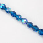 8mm Transparent Capri Blue AB Fire Polished Bead-General Bead