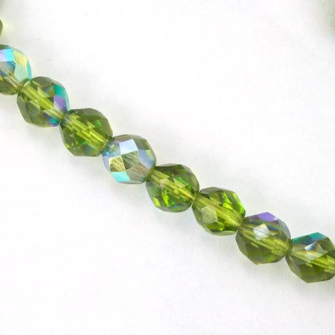 8mm Transparent Olivine AB Fire Polished Bead-General Bead