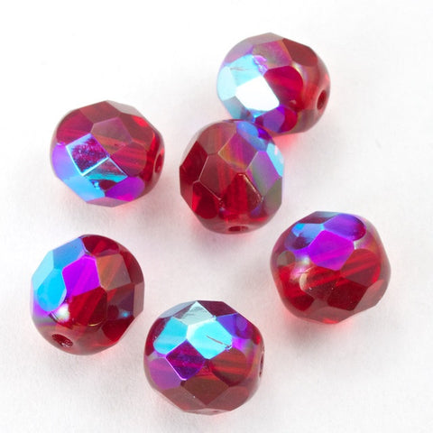 8mm Transparent Ruby AB Fire Polished Bead-General Bead