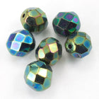 8mm Metallic Green Iris Fire Polished Bead-General Bead