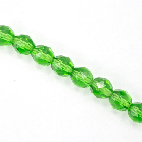 8mm Transparent Christmas Green Fire Polished Bead-General Bead