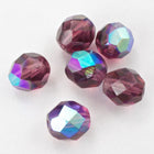 8mm Transparent Dark Amethyst AB Fire Polished Bead-General Bead