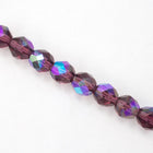 8mm Transparent Dark Amethyst AB Fire Polished Bead-General Bead