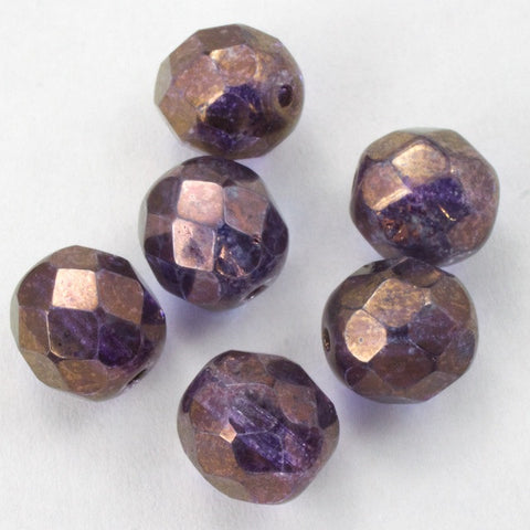 8mm Gold Luster Amethyst Fire Polished Bead-General Bead