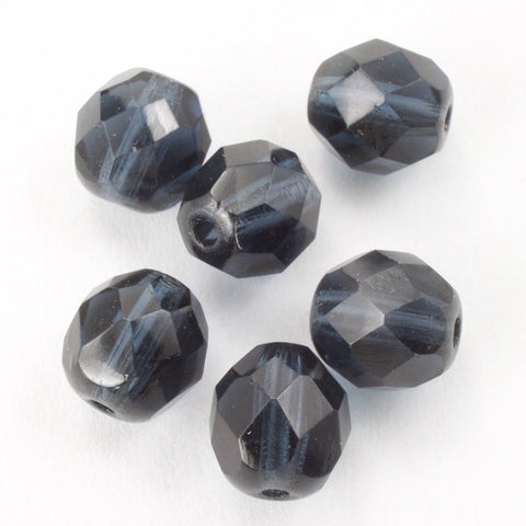 8mm Transparent Montana Fire Polished Bead-General Bead