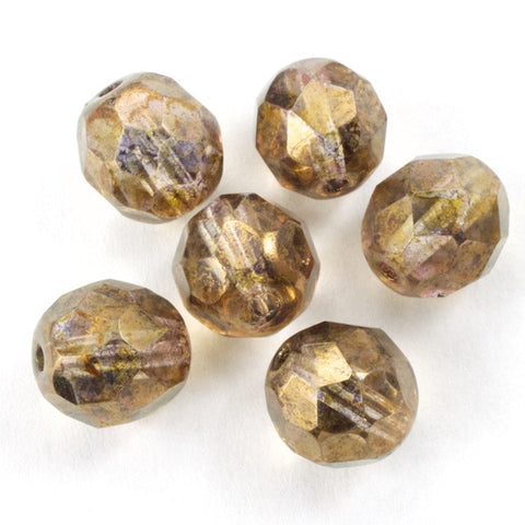 8mm Gold Luster Light Gold Fire Polished Bead-General Bead