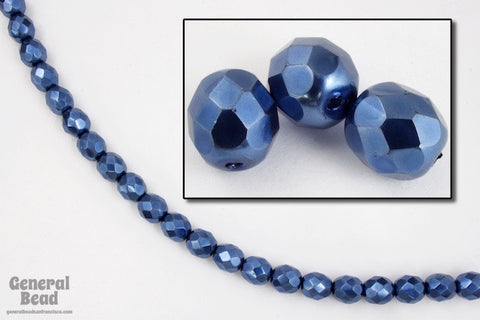 8mm Pearl Navy Blue Fire Polished Bead-General Bead