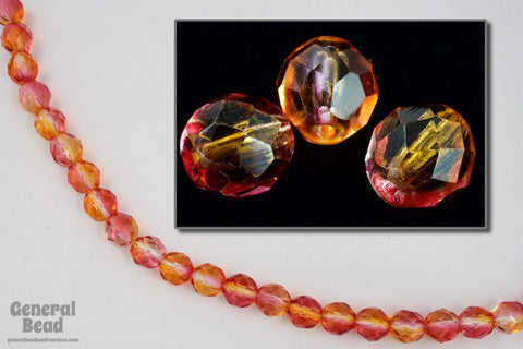8mm Transparent Rose/Topaz Swirl Fire Polished Bead-General Bead