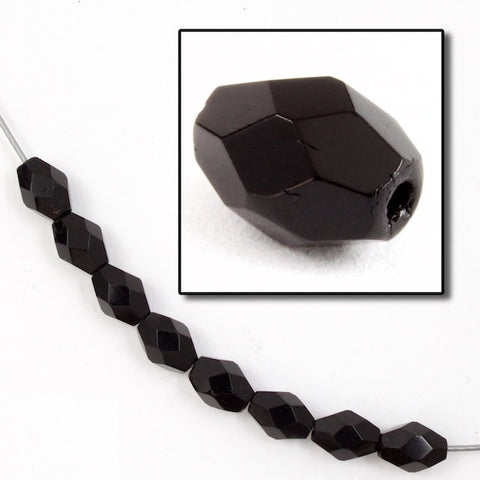 8mm x 12mm Jet Faceted Oval Bead #GCD001