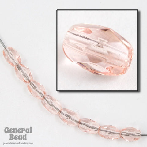 4mm x 6mm Transparent Rose Faceted Oval Bead-General Bead
