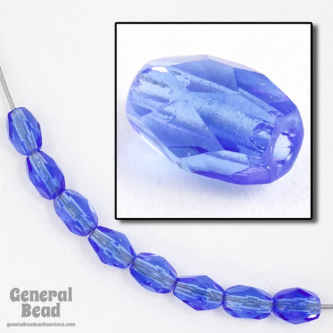 4mm x 6mm Transparent Sapphire Faceted Oval Bead-General Bead