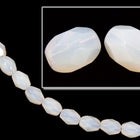 5mm x 7mm White Opal Oval Fire Polished Bead #GCC014