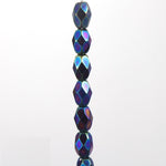 4mm x 6mm Blue Iris Faceted Oval Bead #GCB012