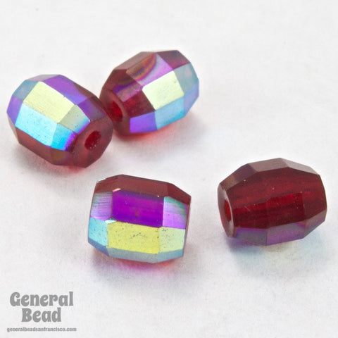5mm x 6mm Ruby AB Faceted Barrel-General Bead