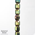 7.5mm x 7mm Metallic Green Iris Fire Polished Barrel-General Bead