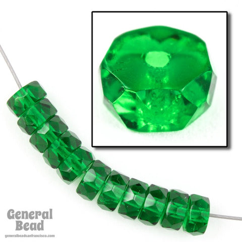 3mm x 6mm Transparent Emerald Faceted Rondelle-General Bead