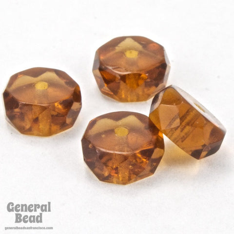 4mm x 8mm Transparent Smoked Topaz Faceted Rondelle (12 Pcs) #GCI015-General Bead
