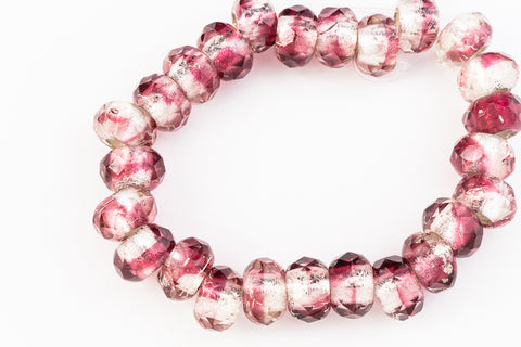 6mm x 9mm Silver Lined Fuchsia/Crystal Roller Bead #GCI204-General Bead