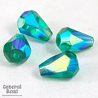 5mm x 7mm Transparent Emerald AB Faceted Teardrop-General Bead