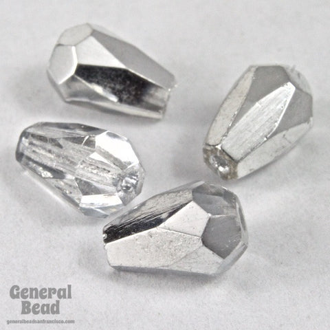 5mm x 7mm Crystal/Silver Faceted Teardrop-General Bead