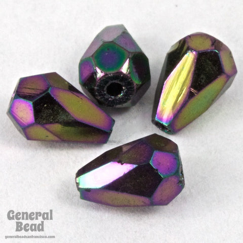 5mm x 7mm Metallic Purple Iris Faceted Teardrop-General Bead