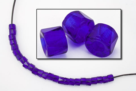 6mm Transparent Cobalt Fire Polished Crow Bead-General Bead